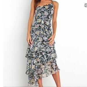 Petal & Pup One Shoulder Floral Dress - Black, Green, Pink NEVER WORN